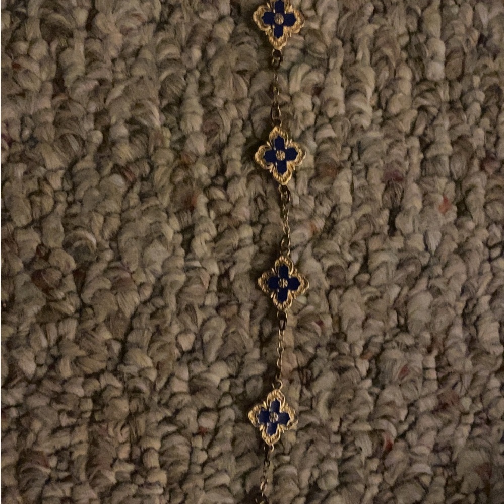 Fashion Nova Gold and Blue Floral Necklace